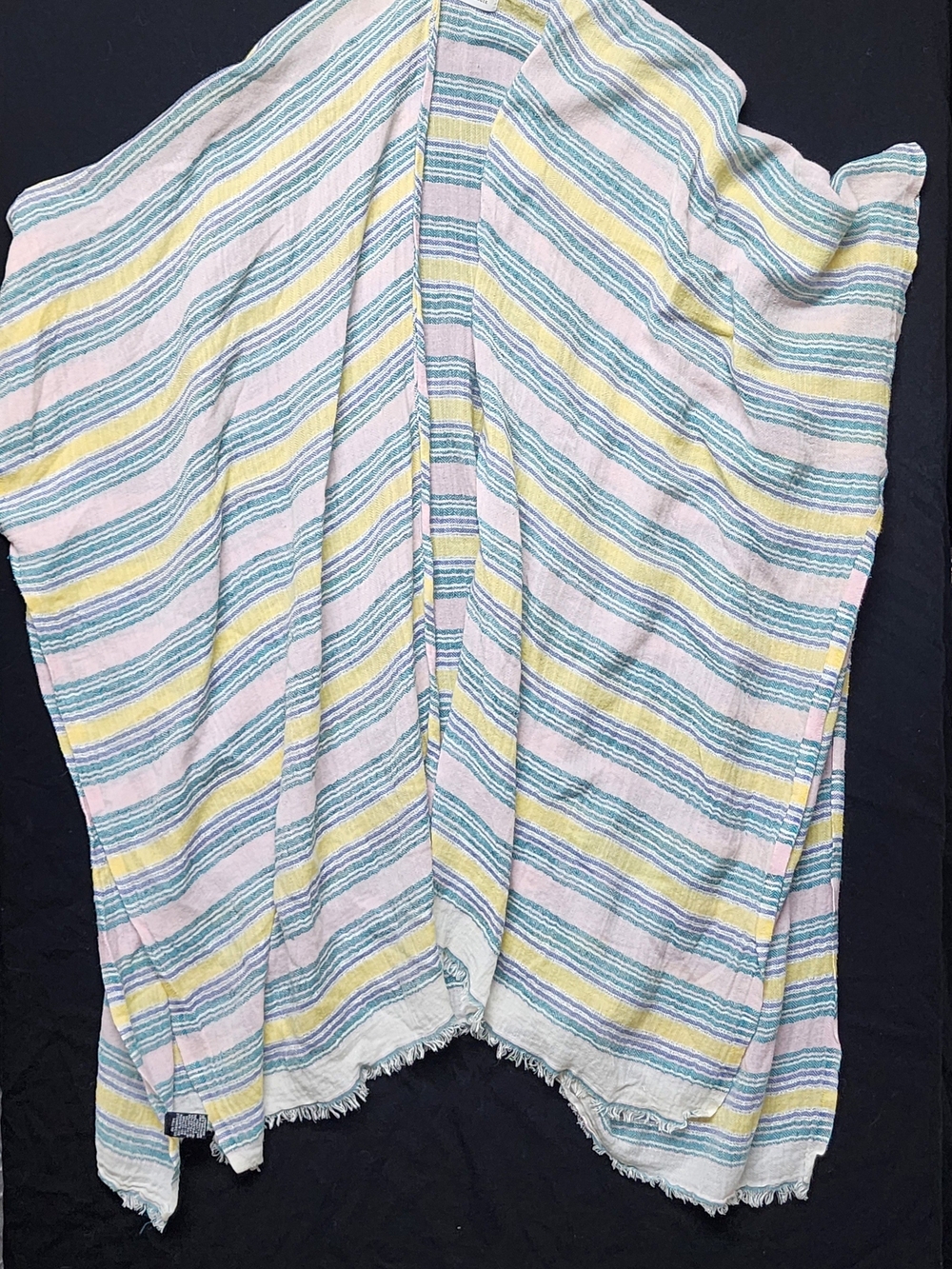 Anthropologie Lightweight Striped Beach Wrap - Pastel Blue, Yellow & Pink